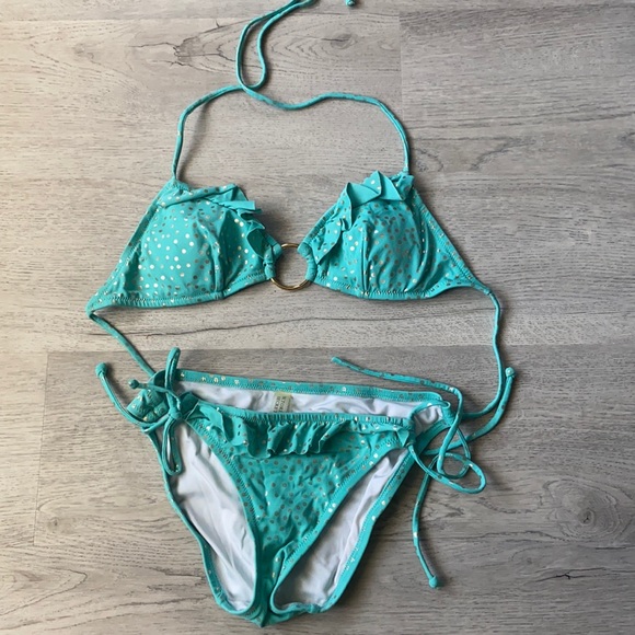 Victoria Secret Ocean Blue and Gold Bikini Set